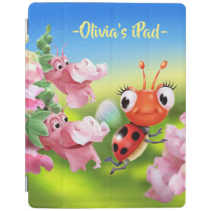 Custom Ladybug & friendly flowers iPad cover