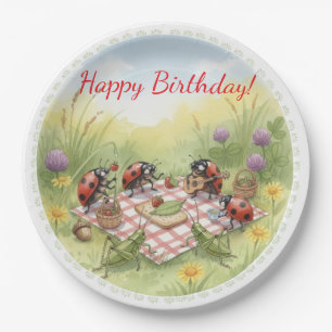 Custom Ladybug Garden Party Birthday paper plates