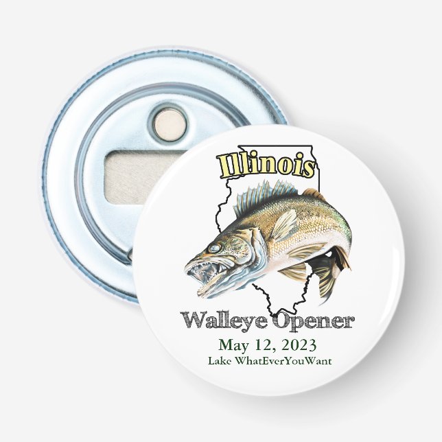Custom Lake and Date Illinois Walleye Opener (Front)