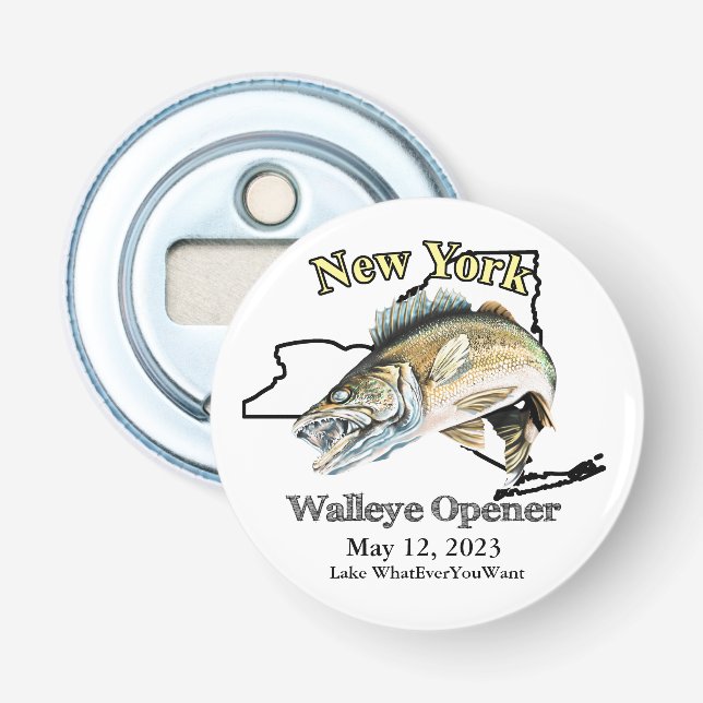  Custom Lake and Date New York Walleye Opener (Front)