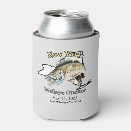  Custom Lake and Date New York Walleye Opener Can Cooler