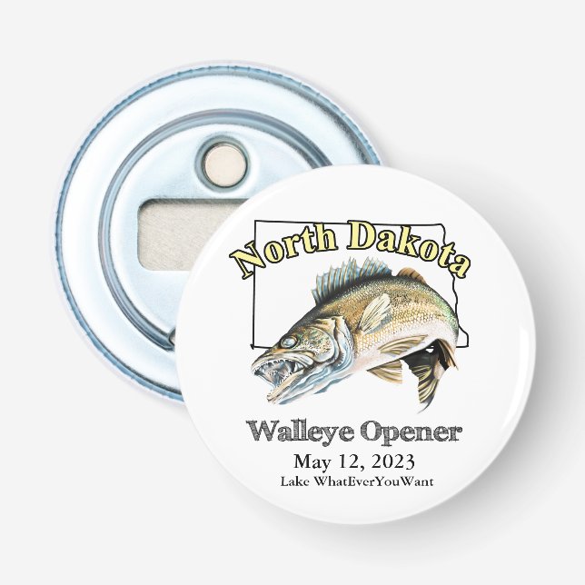  Custom Lake and Date North Dakota Walleye Opener (Front)