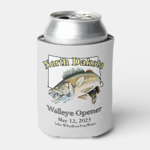 Custom Lake and Date North Dakota Walleye Opener Can Cooler