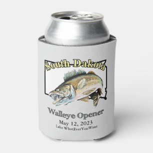 Custom Lake and Date South Dakota Walleye Opener Can Cooler