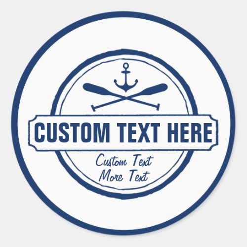 Custom Lake Beach House  Boat Nautical Anchor Classic Round Sticker