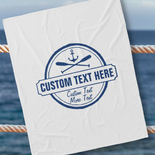 Custom Lake, Beach House & Boat Nautical Anchor Fleece Blanket
