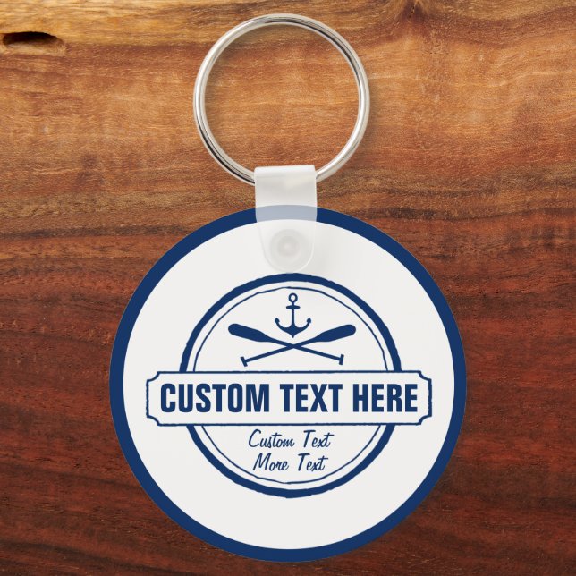 Custom Lake, Beach House & Boat Nautical Anchor Keychain (Front)