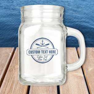 Custom Lake, Beach House & Boat Nautical Anchor Mason Jar