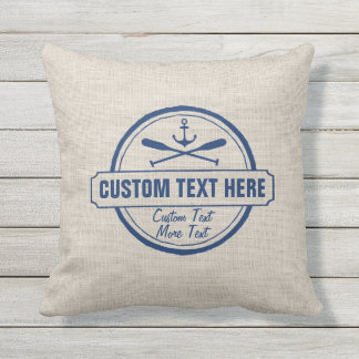 Custom Lake, Beach House & Boat Nautical Anchor Outdoor Pillow