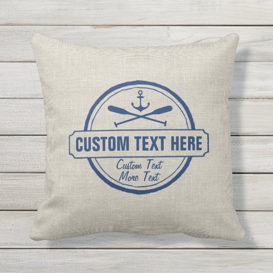 Custom Lake Beach House Boat Nautical Anchor Outdoor Pillow