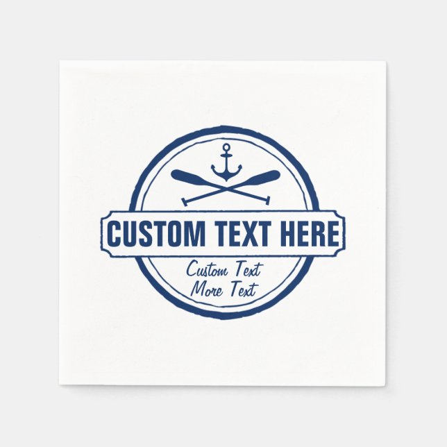 Custom Lake, Beach House & Boat Nautical Anchor Paper Napkins (Front)