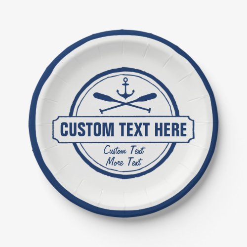 Custom Lake Beach House  Boat Nautical Anchor Paper Plates