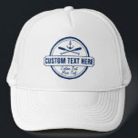 Custom Lake, Beach House & Boat Nautical Anchor Trucker Hat<br><div class="desc">Head to the water in style wearing this custom lake house/beach house/boating hat. A vintage logo style design features a nautical anchor and 2 criss-crossed paddles. Personalize with 3 lines of custom text - add your lake/beach name, family name, cabin/beach house, boat name, town, city, date, etc - whatever you'd...</div>