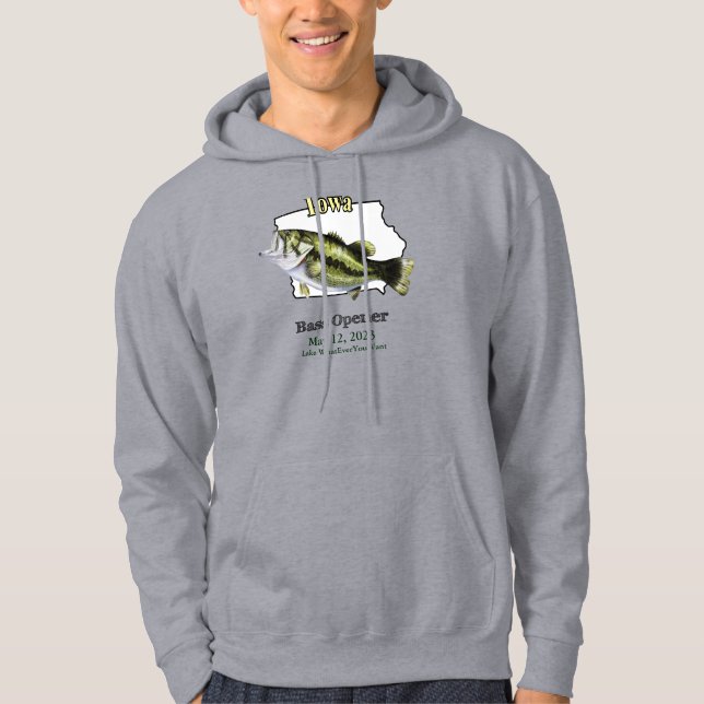 Custom Lake/Date Iowa Bass Opener Light Hoodie (Front)