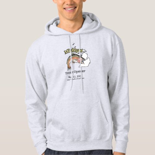 Custom LakeDate Michigan Trout Opener Light Hoodie