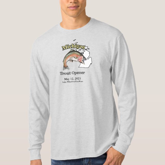 Custom Lake/Date Michigan Trout Opener Light T-Shirt (Front)