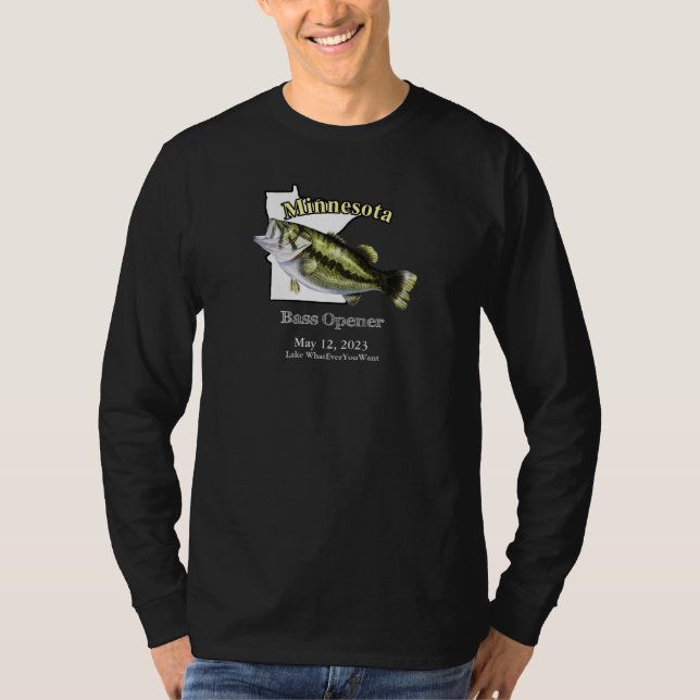 Custom Lake/Date Minnesota Bass Opener Dark T-Shirt (Front)