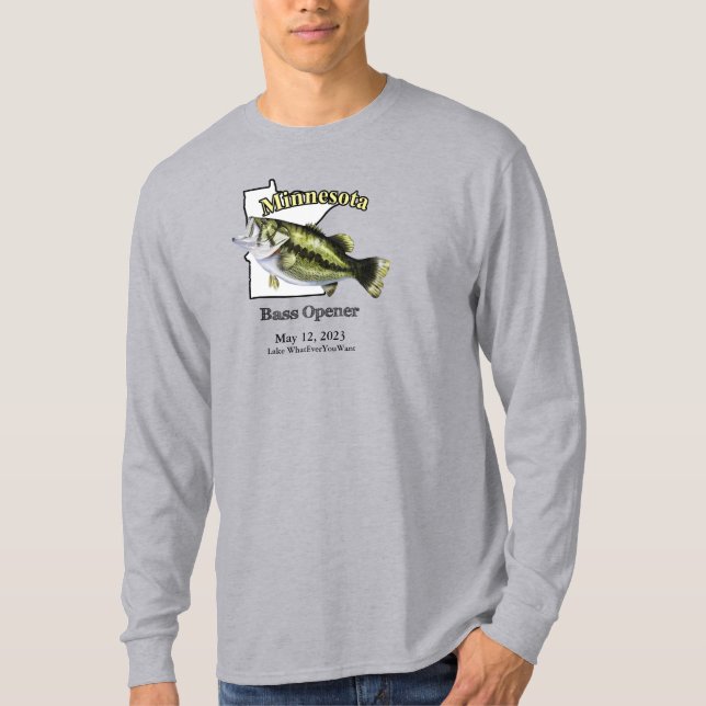 Custom Lake/Date Minnesota Bass Opener Light T-Shirt (Front)
