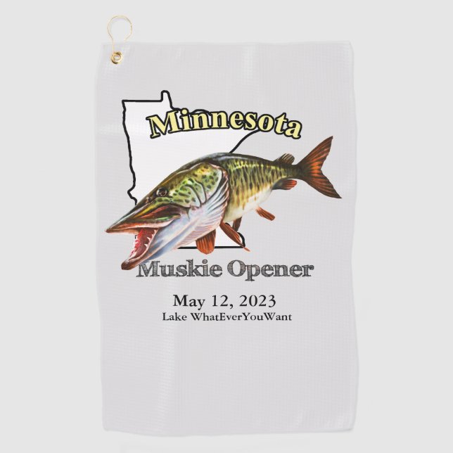 Custom Lake/Date Minnesota Muskie Fishing Towel (Front)