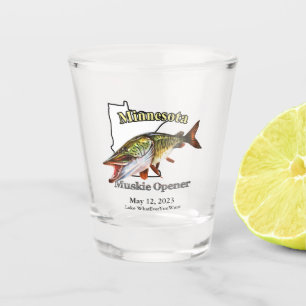 Custom Lake/Date Minnesota Muskie Opener Shot Glass