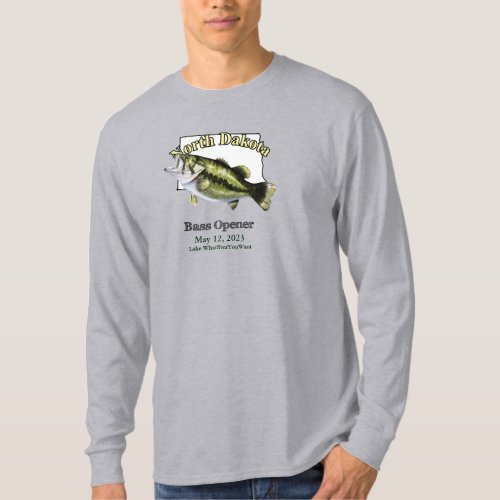 Custom LakeDate North Dakota Bass Opener Light T_Shirt