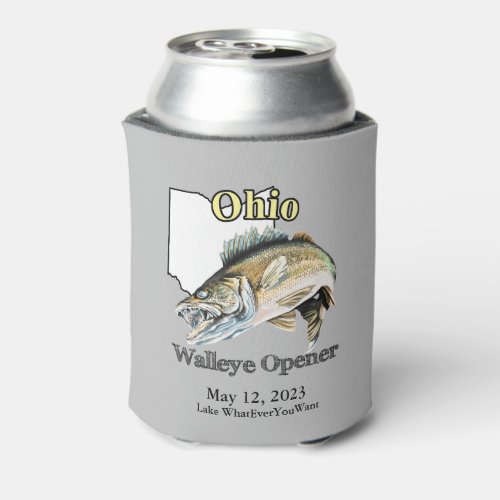 Custom LakeDate Ohio Walleye Opener Light Can Cooler