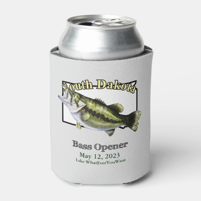 Custom Lake/Date South Dakota Bass Opener Light Can Cooler (Can Front)