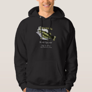 Custom Lake/Date Wisconsin Bass Opener Dark Hoodie