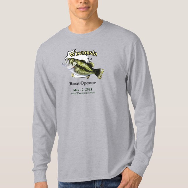 Custom Lake/Date Wisconsin Bass Opener Light T-Shirt (Front)