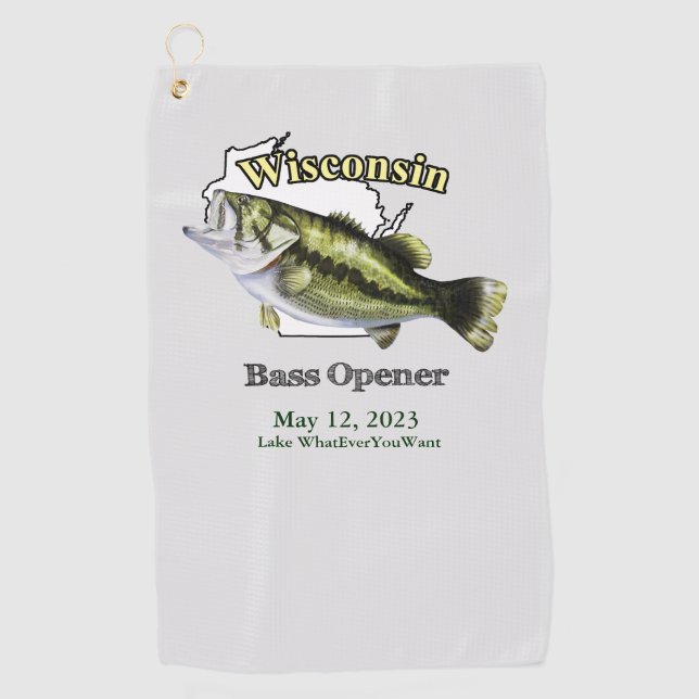 Custom Lake/Date Wisconsin Bass Opener Towel (Front)