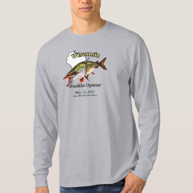 Custom Lake/Date Wisconsin Muskie Opener Light T-Shirt (Front)