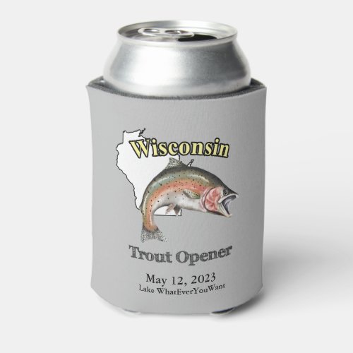 Custom LakeDate Wisconsin Trout Opener Light Can Cooler