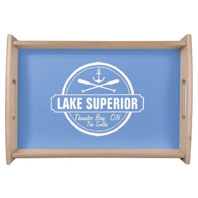 Custom Lake Home Gift with Town and Lake Name Serving Tray (Front)