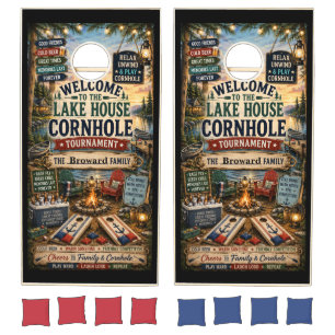 Custom Lake House Family Name Cornhole Board Set