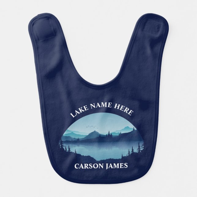 Custom Lake House Family Summer Vacation Baby Bib (Front)