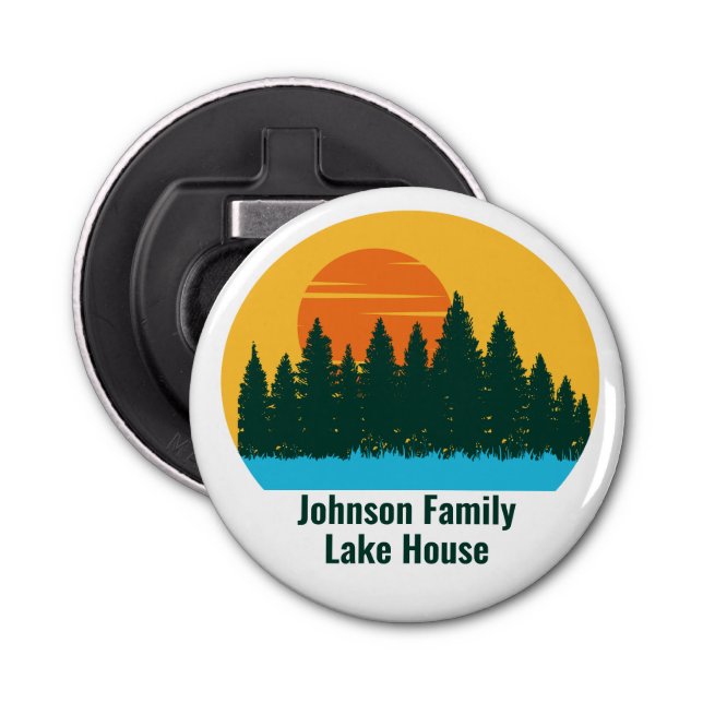 Custom Lake House Family Trip Cute Sunset Bottle Opener (Front)