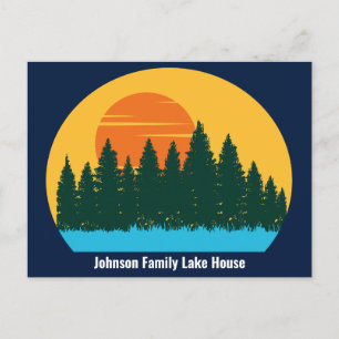 Custom Lake House Family Trip Sunset Postcard