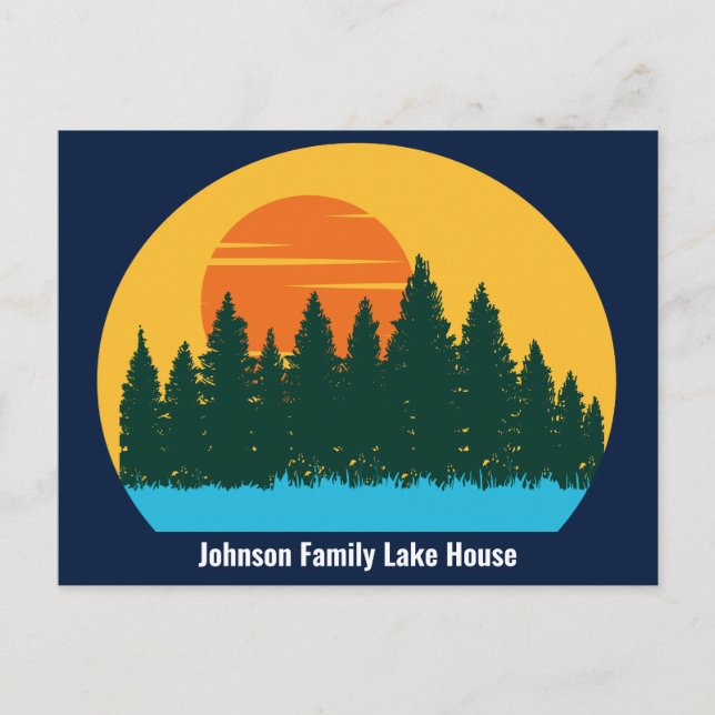 Custom Lake House Family Trip Sunset Postcard (Front)