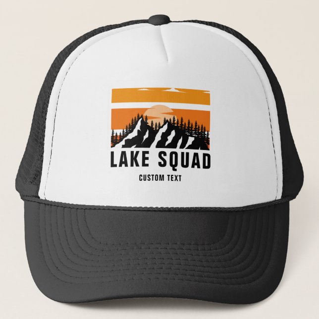Custom Lake Squad Lake Life Boats Summer Vacation Trucker Hat (Front)