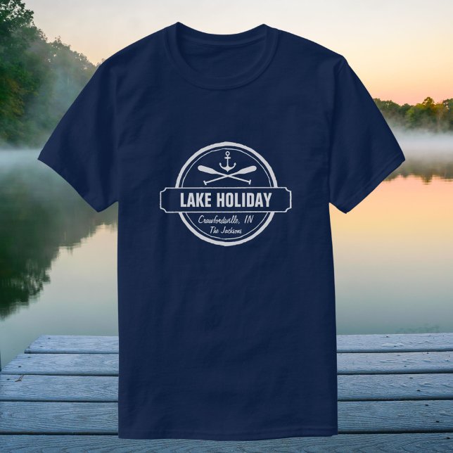 Custom Lake, Town and Family Name Nautical Anchor T-Shirt (Creator Uploaded)