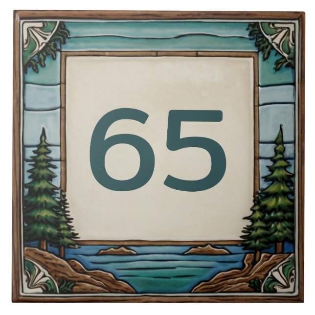 Custom Lakehouse House Number Sign Plate Plaque Ceramic Tile (Front)