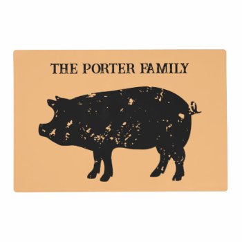 Custom Laminated Placemat With Pig Silhouette by cookinggifts at Zazzle