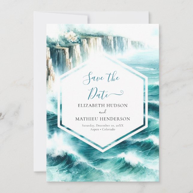 Custom Landscape Nautical Wedding Save The Date (Front)