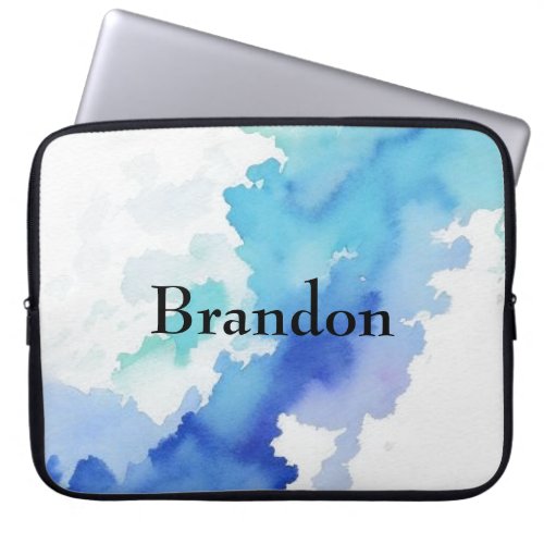Custom Laptop Case Blue Watercolor Electronics Bag