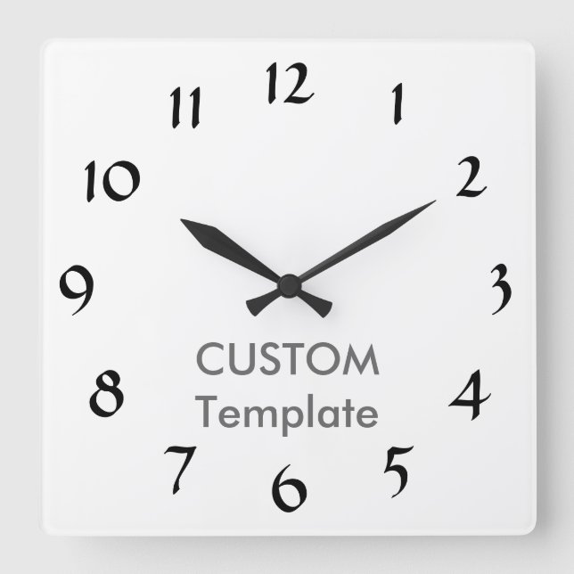 Custom Large 10.75" Square Wall Clock DEMI TASSE B (Front)