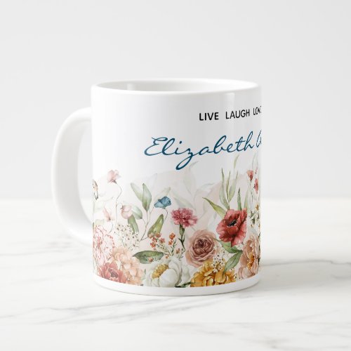 Custom Large 20 oz Watercolor Floral Specialty Mug