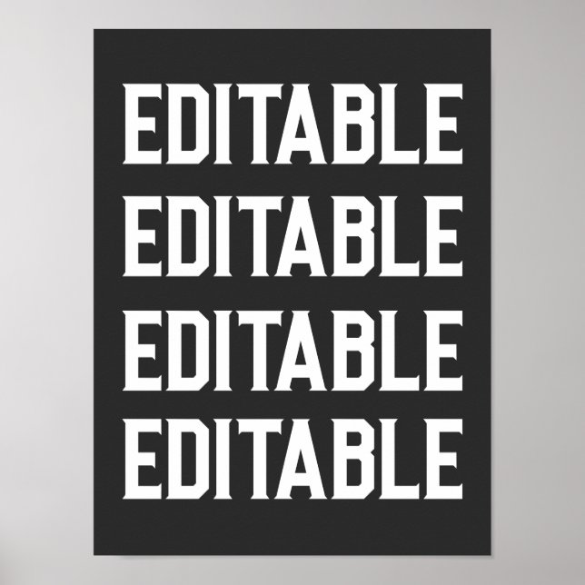 Custom Large Big Font Text Personalize Black Mens  Poster (Front)