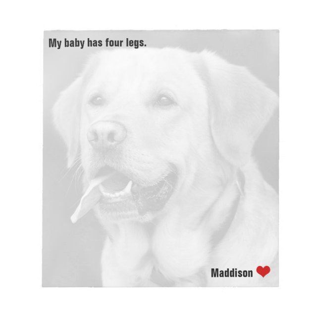 Custom Large Black &  White Photo Personalized Pet Notepad (Front)