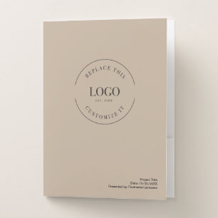 Custom large Business Logo website Simple beige Pocket Folder