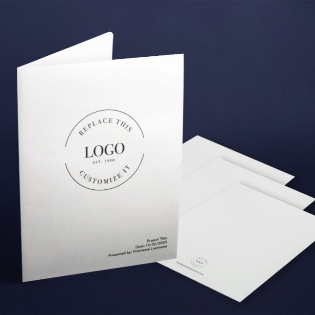 Custom large Business Logo website Simple Pocket Folder (Standard, professional, business folder with large logo, project title, date, name, website.)